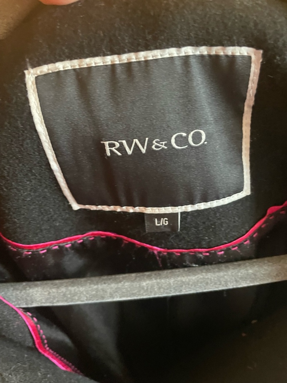 RW&CO. Black Double-Breasted Wool Trench Coat with Belt size L - Picture 3 of 3